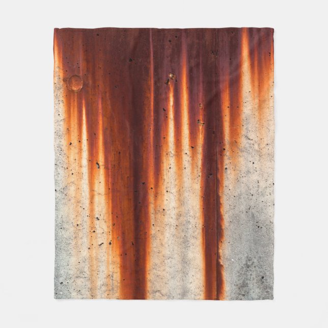 Grunge wall background with sags of rust fleece blanket (Front)