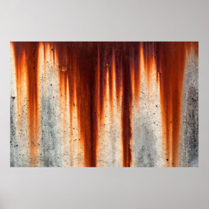 Grunge wall background with sags of rust poster