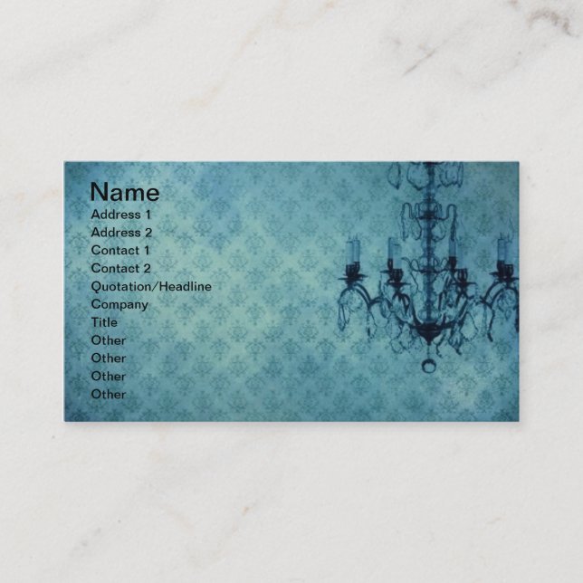 Grunge Wallpaper Chandelier Blue Background Business Card (Front)