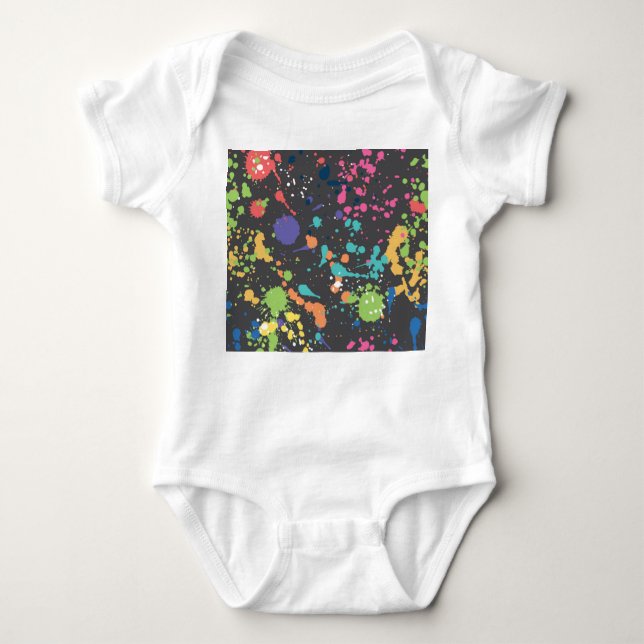 Grunge Watercolor: Colourful Spots Pattern. Baby Bodysuit (Front)