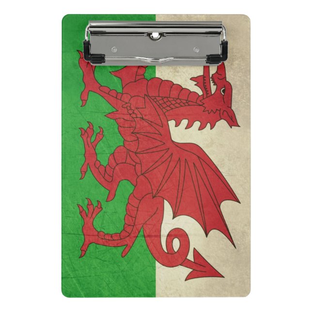 Grunge Welsh Dragon flag illustration Mini Clipboard (Front)