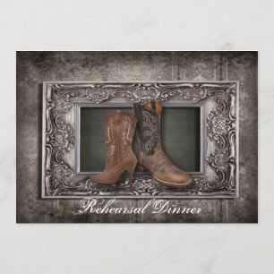 Grunge western cowboy wedding Rehearsal Dinner Invitation