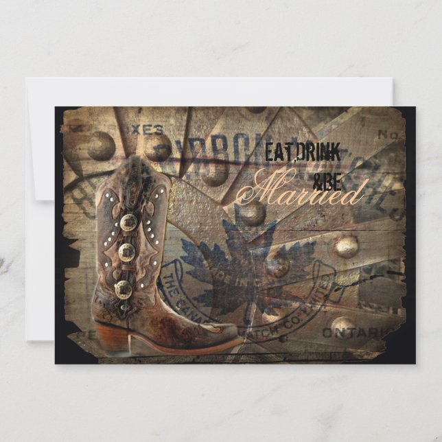 grunge western cowboy wedding  Rehearsal Dinner Invitation (Back)