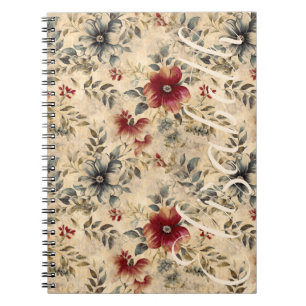 Grunge Western Florals Rustic Red Cream Cowgirl Notebook