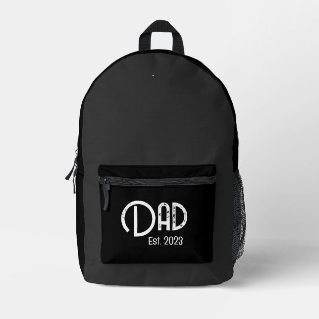 Grunge White Letters Established Dad Printed Backpack (Front)