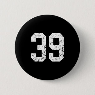 Grunge White Number Jersey Uniform Player Fan  6 Cm Round Badge
