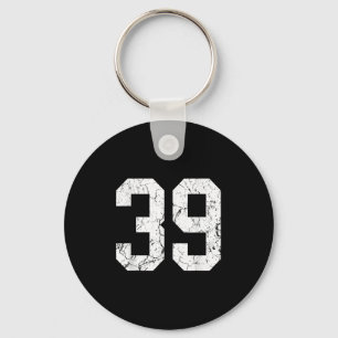 Grunge White Number Jersey Uniform Player Fan Key Ring