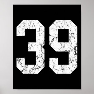 Grunge White Number Jersey Uniform Player Fan Poster