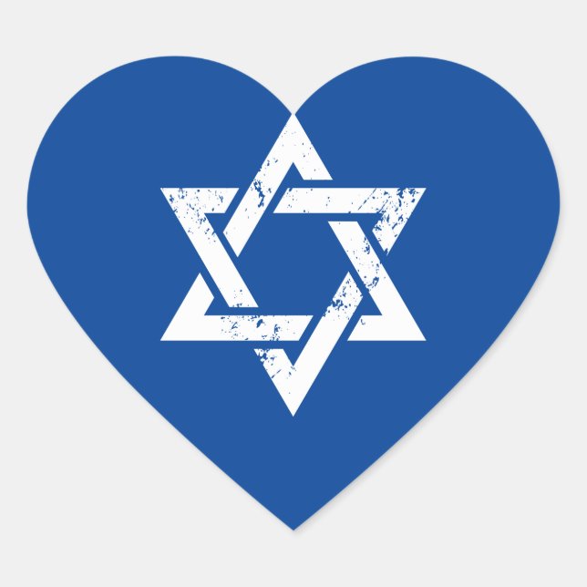 Grunge White Star of David Heart Sticker (Front)