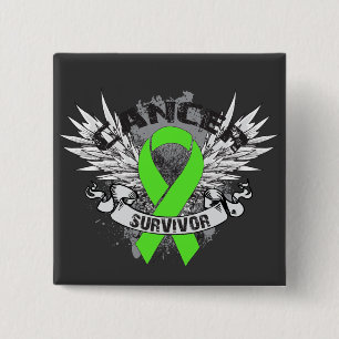 Grunge Winged Ribbon Lymphoma Survivor 15 Cm Square Badge