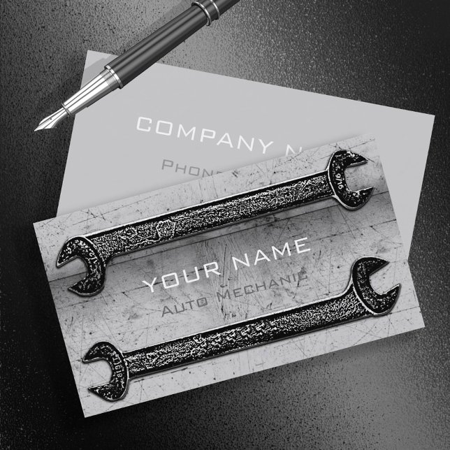 Grunge Wrenches Grey ID321 Business Card (Creator Uploaded)