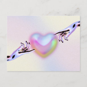 Grunge y2k heart with couple hands valentine's day postcard