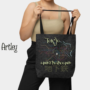 Grunge Y2K Tokyo Subway Map Japan Traveler Tote Bag