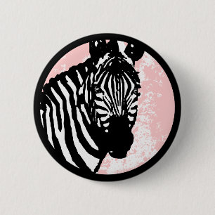grunge zebra. 6 cm round badge