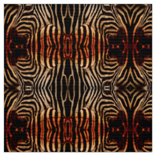 Grunge Zebra Pattern with Black Stripes Fabric
