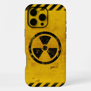 Grunged Background Hazard Radiation Warning iPhone 16 Pro Max Case