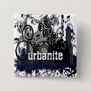 Grunged City 15 Cm Square Badge