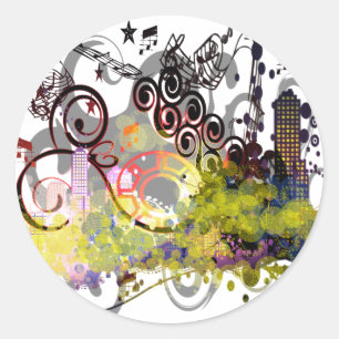 Grunged City Classic Round Sticker