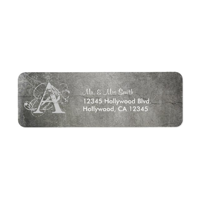 Grunged Custom Monogram Return Address Label (Front)