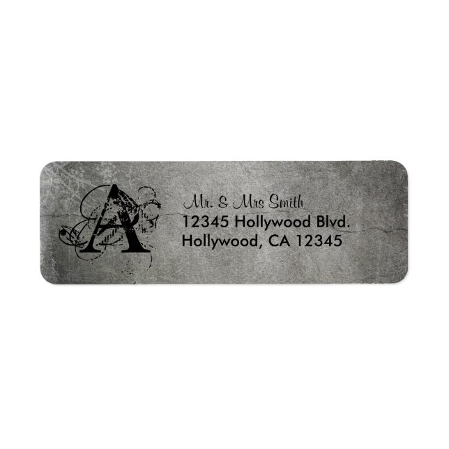 Grunged Custom Monogram Return Address Label (Front)