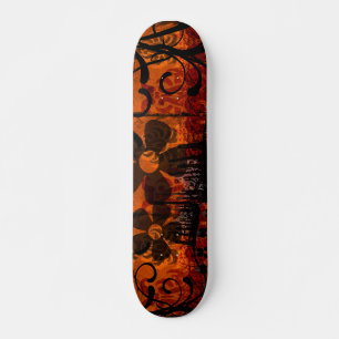 Grunged Damask - With Flowers Skateboard