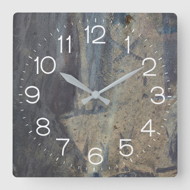 Grungy Abstract Slate Design Square Wall Clock (Front)
