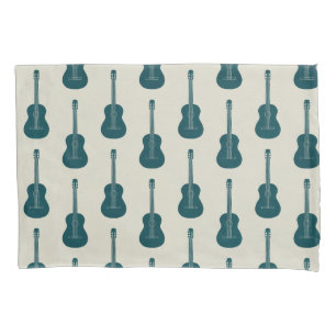 Grungy Acoustic Guitar Polkadot blue cream Pillowcase