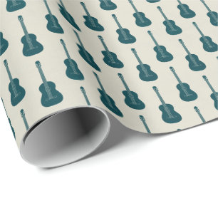 Grungy Acoustic Guitar Polkadot blue cream Wrapping Paper