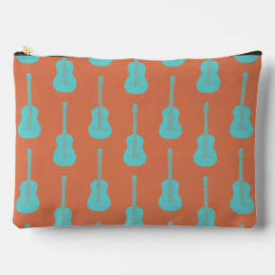 Grungy Acoustic Guitar Polkadot green orange Accessory Pouch