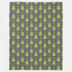 Grungy Acoustic Guitar Polkadot lime green Fleece Blanket