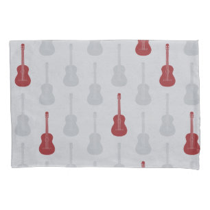 Grungy Acoustic Guitar Polkadot white red Pillowcase