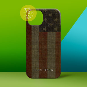 Grungy American Flag with Linen Finish and Name