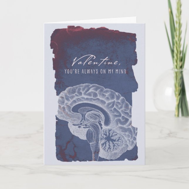 Grungy Anatomical Brain Valentine's Day Card (Front)