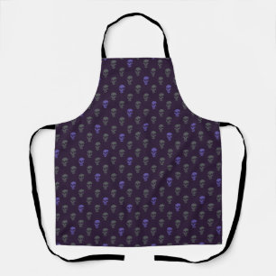 Grungy Anatomical Skull Polkadots grey purple Apron