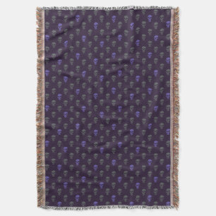 Grungy Anatomical Skull Polkadots grey purple Throw Blanket