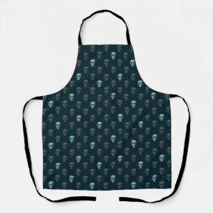 Grungy Anatomical Skull Polkadots navy mint grey Apron