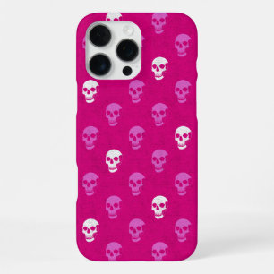 Grungy Anatomical Skull Polkadots pink white iPhone 16 Pro Max Case