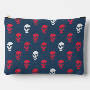 Grungy Anatomical Skull Polkadots red blue white Accessory Pouch