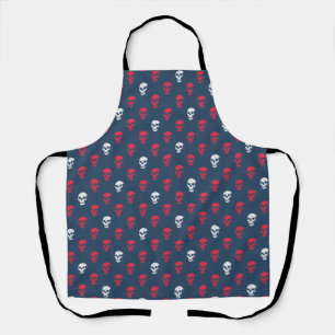 Grungy Anatomical Skull Polkadots red blue white Apron