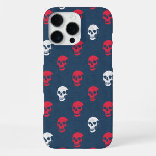 Grungy Anatomical Skull Polkadots red blue white iPhone 16 Pro Max Case