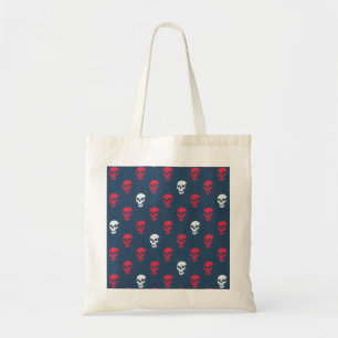Grungy Anatomical Skull Polkadots red blue white Tote Bag