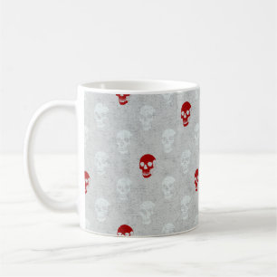 Grungy Anatomical Skull Polkadots red white Coffee Mug