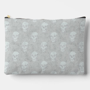 Grungy Anatomical Skull Polkadots tonal white Accessory Pouch