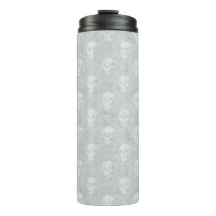 Grungy Anatomical Skull Polkadots tonal white Thermal Tumbler