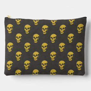 Grungy Anatomical Skull Polkadots yellow black Accessory Pouch