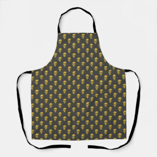 Grungy Anatomical Skull Polkadots yellow black Apron