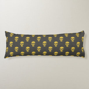 Grungy Anatomical Skull Polkadots yellow black Body Cushion