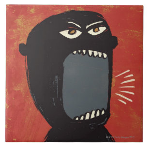 Grungy Angry Man Ceramic Tile