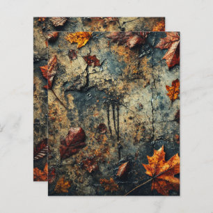 Grungy Autumnal Leafy Concrete Scrapbook Paper