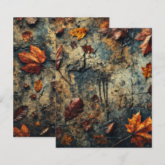 Grungy Autumnal Leafy Concrete Scrapbook Paper